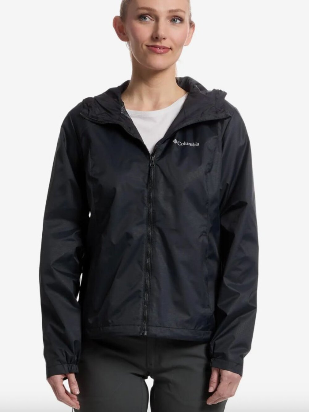 Columbia Women's Black Windbreaker with Light Gray Lining